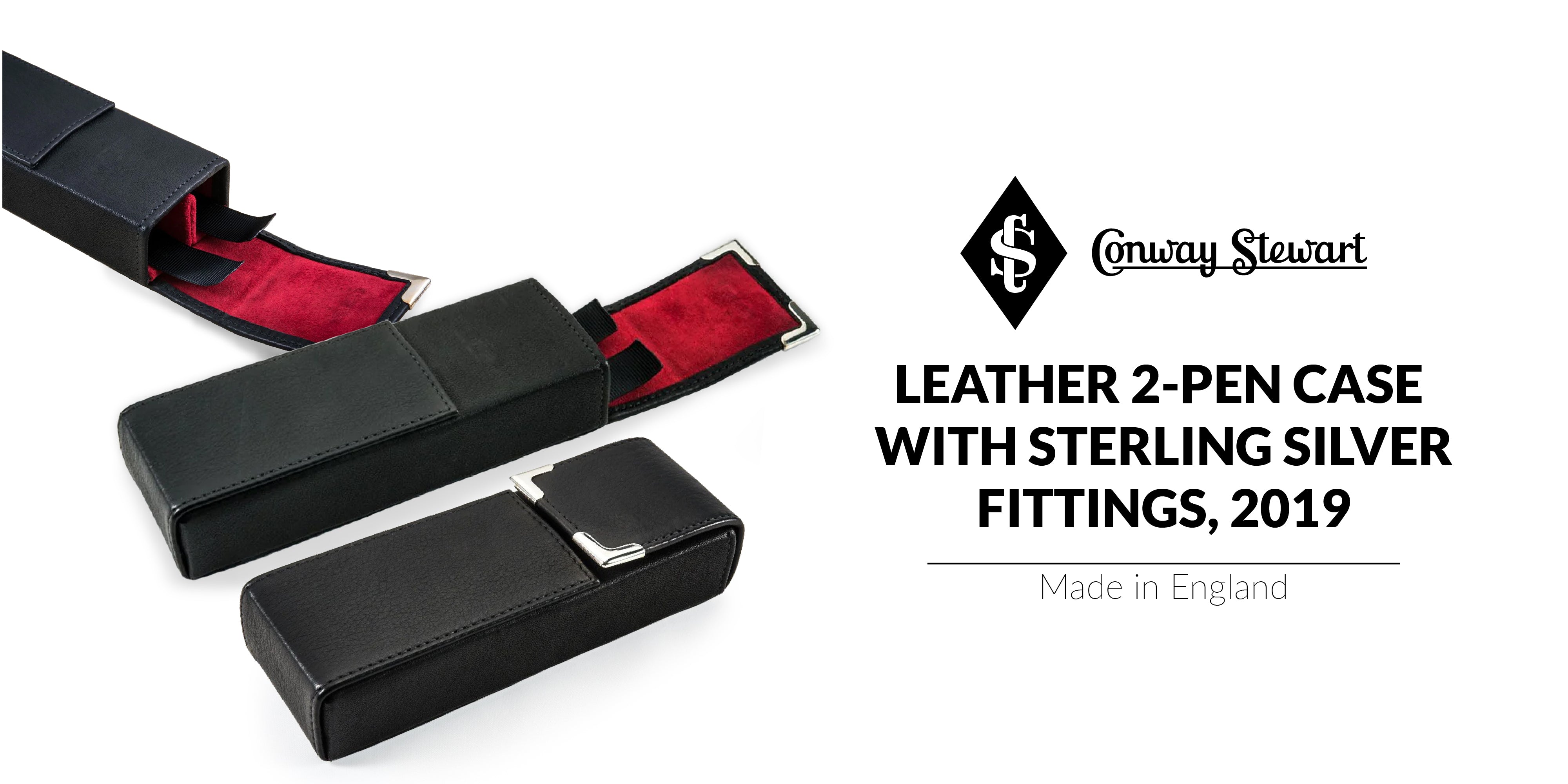 Leather 2-pen case with Sterling Silver Fittings, 2019