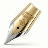 Size 5 nib in a two-tone gold and silver finish, engraved with the Conway Stewart signature and crest