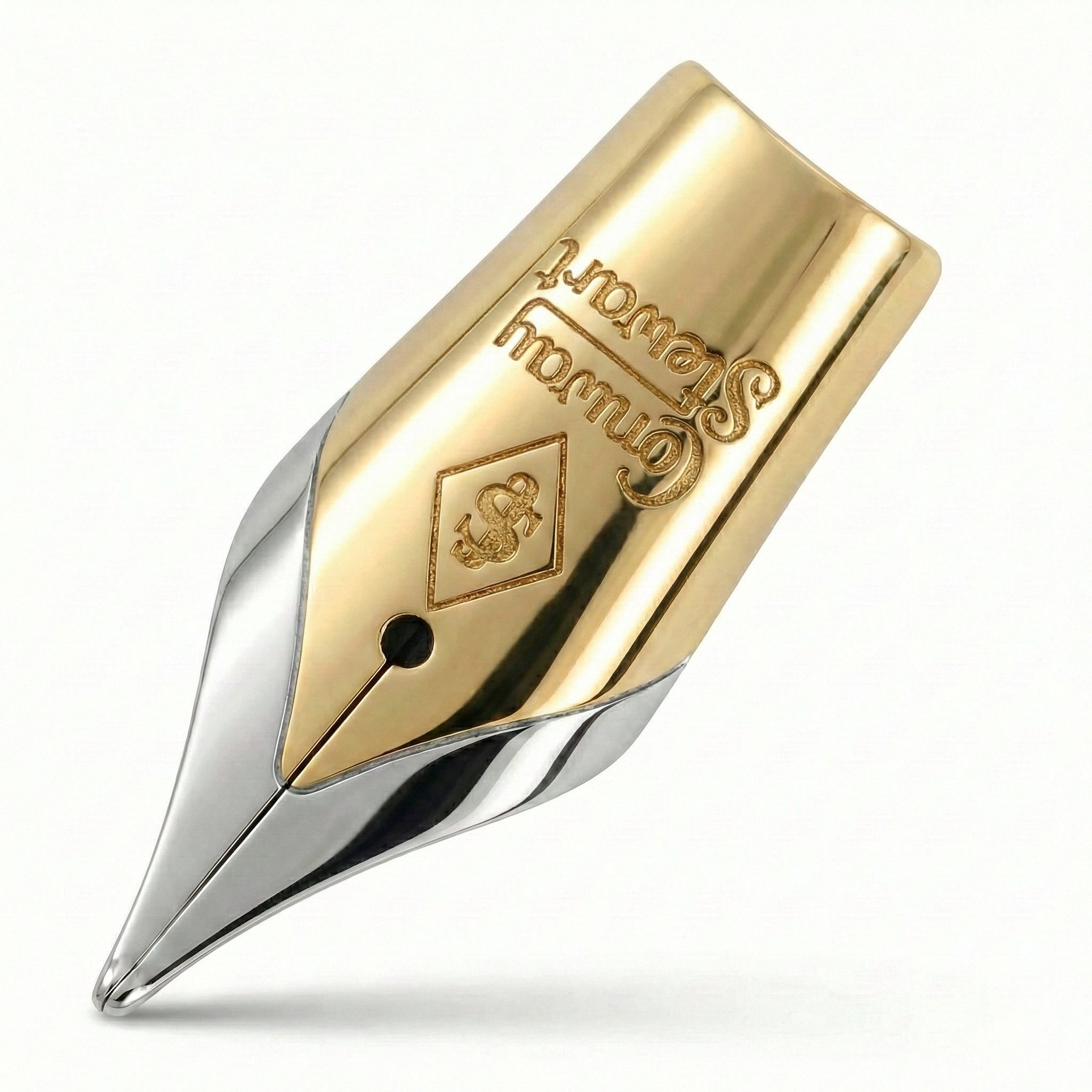 Size 5 nib in a two-tone gold and silver finish, engraved with the Conway Stewart signature and crest