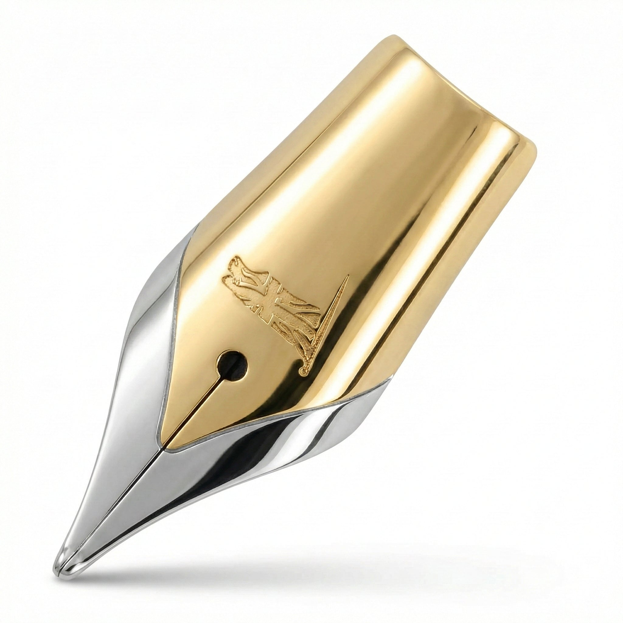 Size 5 nib in a two-tone silver and gold finish, engraved with the Conway Stewart signature and crest